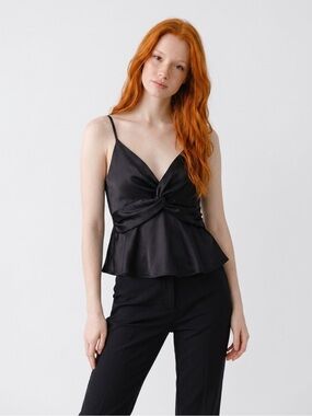 Lulu's Black Satin Tank Top